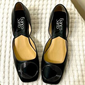 Franco Sarto Women's Size 6 L-Branza Black Leather Ballet Flats New with Box